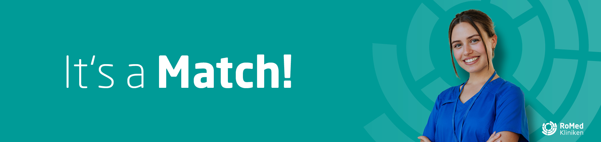 Medizinische Fachangestellte (MFA) Sophie lächelt zum Slogan It's a Match